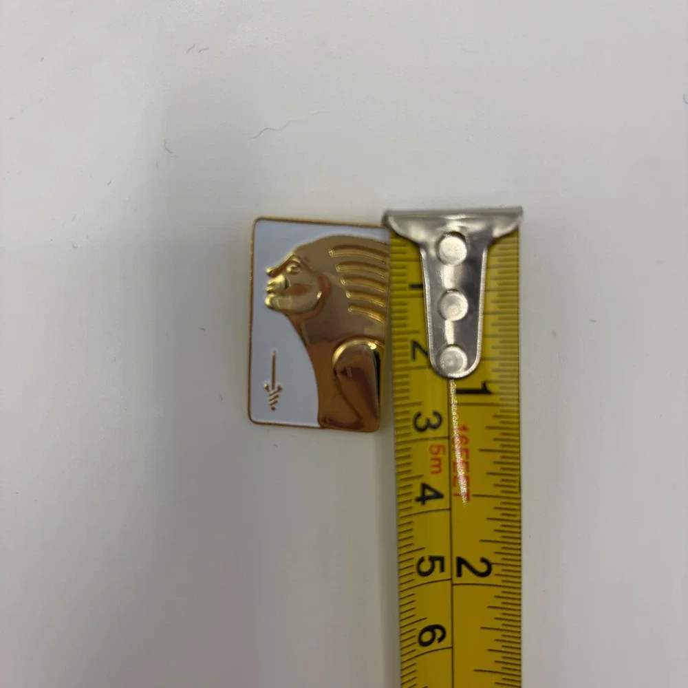 Vintage Egyptian Revival Pharaoh Broach Gold Tone White Enamel Art Deco Pin